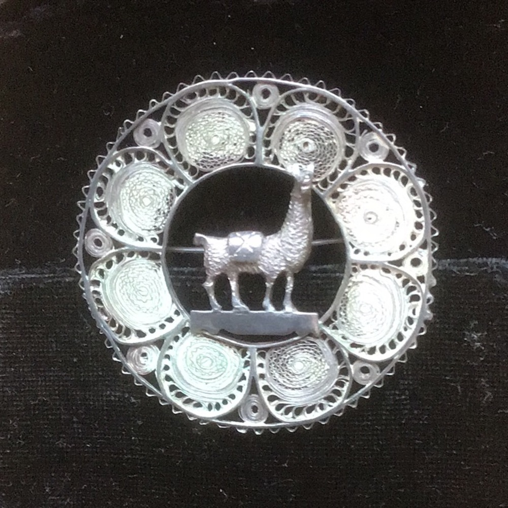 Vintage Peruvian llama brooch